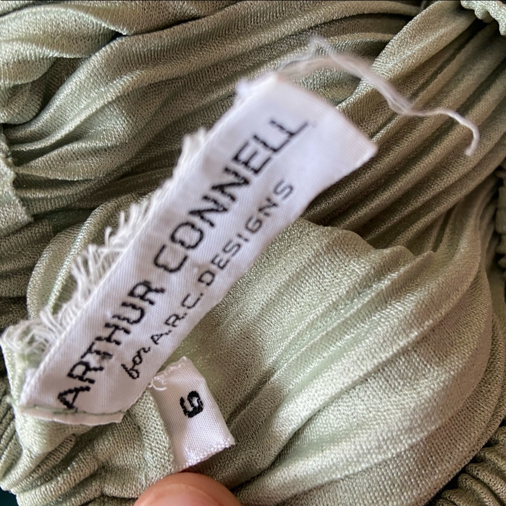 Arthur Connell A.R.C. Designs Vintage Crimp Pleated Sea Foam Maxi Dress Gown - Picture 5 of 6